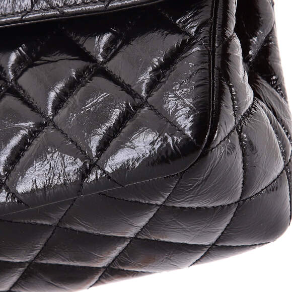 Chanel Small So Black Classic Double Flap Bag Quilted Shiny Crumpled Calfskin - Picture 6 of 6